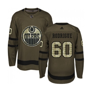 Youth Adidas Edmonton Oilers #60 Olivier Rodrigue Authentic Green Salute to Service NHL Jersey