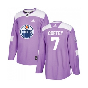 Youth Adidas Edmonton Oilers #7 Paul Coffey Authentic Purple Fights Cancer Practice NHL Jersey
