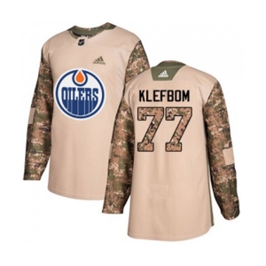 Youth Adidas Edmonton Oilers #77 Oscar Klefbom Authentic Camo Veterans Day Practice NHL Jersey