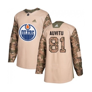 Youth Adidas Edmonton Oilers #81 Yohann Auvitu Authentic Camo Veterans Day Practice NHL Jersey