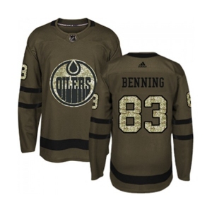 Youth Adidas Edmonton Oilers #83 Matt Benning Authentic Green Salute to Service NHL Jersey