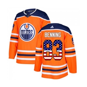 Youth Adidas Edmonton Oilers #83 Matt Benning Authentic Orange USA Flag Fashion NHL Jersey