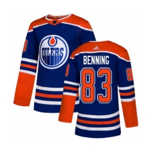 Youth Adidas Edmonton Oilers #83 Matt Benning Authentic Royal Blue Alternate NHL Jersey