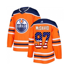 Youth Adidas Edmonton Oilers #97 Connor McDavid Authentic Orange USA Flag Fashion NHL Jersey