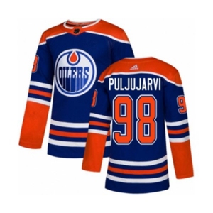 Youth Adidas Edmonton Oilers #98 Jesse Puljujarvi Authentic Royal Blue Alternate NHL Jersey
