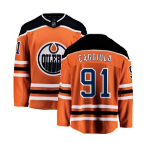 Youth Edmonton Oilers #91 Drake Caggiula Fanatics Branded Orange Home Breakaway NHL Jersey