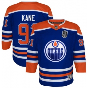 Youth Edmonton Oilers #91 Evander Kane Royal 2025 Stanley Cup Final Home Premier Jersey