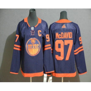 Youth Edmonton Oilers #97 Connor McDavid Navy Blue 50th Anniversary Adidas Stitched NHL Jersey