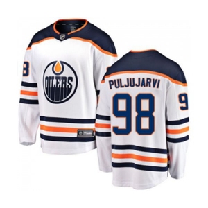 Youth Edmonton Oilers #98 Jesse Puljujarvi Fanatics Branded White Away Breakaway NHL Jersey