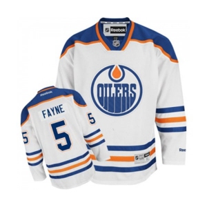 Youth Reebok Edmonton Oilers #5 Mark Fayne Authentic White Away NHL Jersey