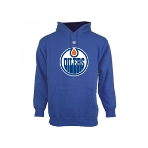 Edmonton Oilers Old Time Hockey Royal Blue Big Logo with Crest Pullover Hoodie