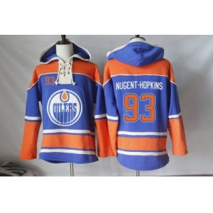 Men's Edmonton Oilers #93 Nugent-Hopkins Orange Sawyer Hooded Sweatshirt Stitched NHL Jersey