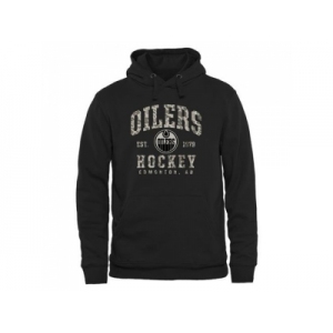 Men's Edmonton Oilers Black Camo Stack Pullover Hoodie