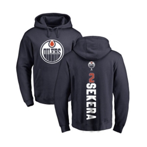 NHL Adidas Edmonton Oilers #2 Andrej Sekera Navy Blue Backer Pullover Hoodie