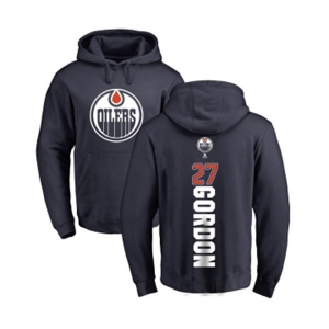 NHL Adidas Edmonton Oilers #27 Boyd Gordon Navy Blue Backer Pullover Hoodie