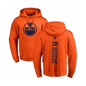 NHL Adidas Edmonton Oilers #28 Kyle Brodziak Orange One Color Backer Pullover Hoodie