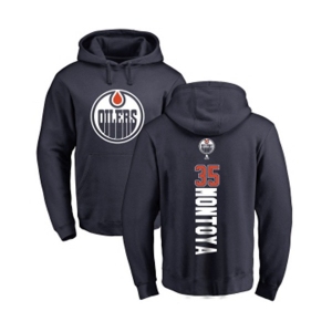NHL Adidas Edmonton Oilers #35 Al Montoya Navy Blue Backer Pullover Hoodie