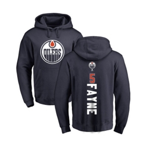 NHL Adidas Edmonton Oilers #5 Mark Fayne Navy Blue Backer Pullover Hoodie