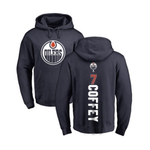 NHL Adidas Edmonton Oilers #7 Paul Coffey Navy Blue Backer Pullover Hoodie