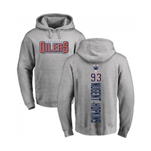 NHL Adidas Edmonton Oilers #93 Ryan Nugent-Hopkins Ash Backer Pullover Hoodie
