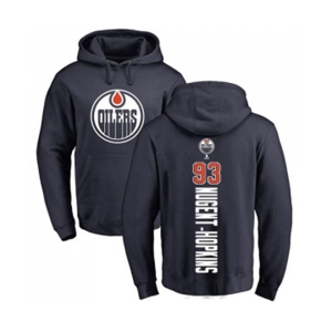 NHL Adidas Edmonton Oilers #93 Ryan Nugent-Hopkins Navy Blue Backer Pullover Hoodie