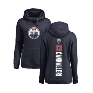 NHL Women Adidas Edmonton Oilers #13 Mike Cammalleri Navy Blue Backer Pullover Hoodie