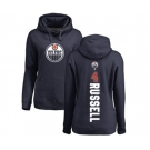 NHL Women Adidas Edmonton Oilers #4 Kris Russell Navy Blue Backer Pullover Hoodie