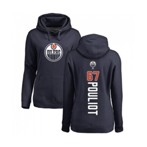 NHL Women Adidas Edmonton Oilers #67 Benoit Pouliot Navy Blue Backer Pullover Hoodie