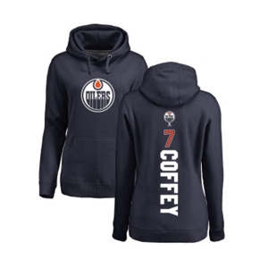 NHL Women Adidas Edmonton Oilers #7 Paul Coffey Navy Blue Backer Pullover Hoodie