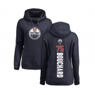 NHL Women Adidas Edmonton Oilers #75 Evan Bouchard Navy Blue Backer Pullover Hoodie