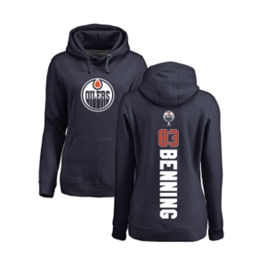 NHL Women Adidas Edmonton Oilers #83 Matt Benning Navy Blue Backer Pullover Hoodie