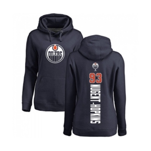 NHL Women Adidas Edmonton Oilers #93 Ryan Nugent-Hopkins Navy Blue Backer Pullover Hoodie