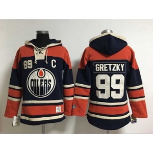nhl jerseys edmonton oilers #99 gretzky dk.blue[pullover hooded sweatshirt][patch C]