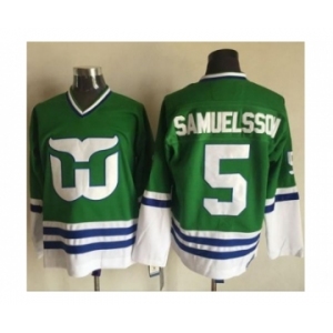 Hartford Whalers #5 Ulf Samuelsson Green CCM Throwback Stitched NHL Jersey