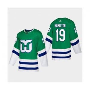 Men's Hartford Whalers #19 Dougie Hamilton 2019-20 Heritage Authentic Player Hockey Jersey Green
