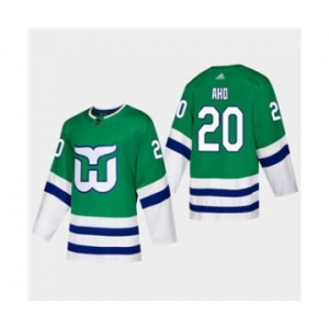 Men's Hartford Whalers #20 Sebastian Aho 2019-20 Heritage Authentic Player Hockey Jersey Green
