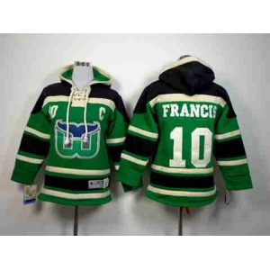 youth nhl jerseys hartford whalers #10 francis black-green[pullover hooded sweatshirt][patch C]