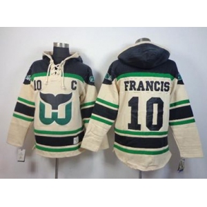 nhl jerseys hartford whalers #10 francis black-cream[pullover hooded sweatshirt][patch C]