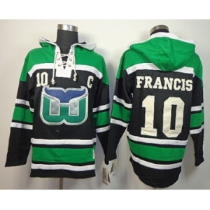 nhl jerseys hartford whalers #10 francis black-green[pullover hooded sweatshirt][patch C]