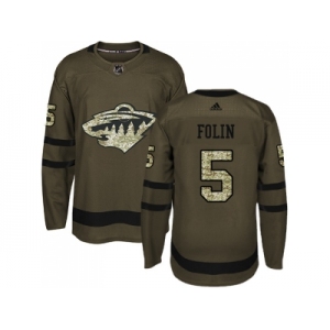 Adidas Minnesota Wild #5 Christian Folin Green Salute to Service Stitched NHL Jersey