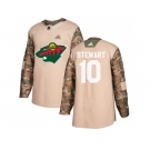 Men Adidas Minnesota Wild #10 Chris Stewart Camo Authentic 2017 Veterans Day Stitched NHL Jersey