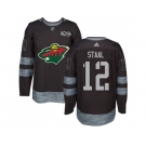 Men Adidas Minnesota Wild #12 Eric Staal Black 1917-2017 100th Anniversary Stitched NHL Jersey