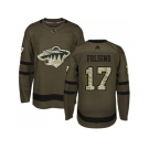 Men Adidas Minnesota Wild #17 Marcus Foligno Green Salute to Service Stitched NHL Jersey