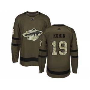 Men Adidas Minnesota Wild #19 Luke Kunin Green Salute to Service Stitched NHL Jersey