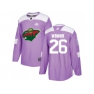 Men Adidas Minnesota Wild #26 Daniel Winnik Purple Authentic Fights Cancer Stitched NHL Jersey
