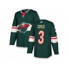 Men Adidas Minnesota Wild #3 Charlie Coyle Green Home Authentic Stitched NHL Jersey