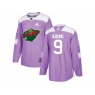 Men Adidas Minnesota Wild #9 Mikko Koivu Purple Authentic Fights Cancer Stitched NHL Jersey