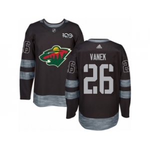 Men's Adidas Minnesota Wild #26 Thomas Vanek Authentic Black 1917-2017 100th Anniversary NHL Jersey