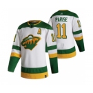 Men's Minnesota Wild #11 Zach Parise White 2020-21 Reverse Retro Alternate Hockey Jersey