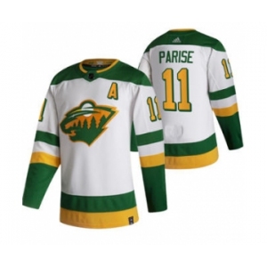 Men's Minnesota Wild #11 Zach Parise White 2020-21 Reverse Retro Alternate Hockey Jersey